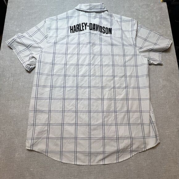 Harley Davidson H-D Performance Shirt White Plaid Mens XXL Biker Windowpane - Picture 9 of 9